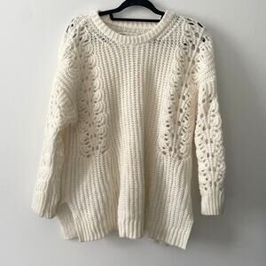 Anthropologie Pilcro Devenne Pointelle Knit Sweater Sz S
